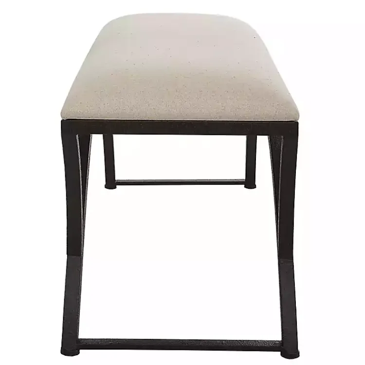 Kirklands Home Black Metal Arched Frame Upholstered Bench Ivory Online