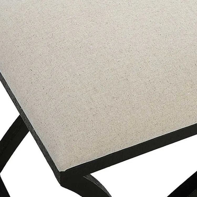Kirklands Home Black Metal Arched Frame Upholstered Bench Ivory Online