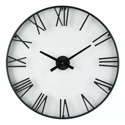 Kirklands Home Black Metal Clear Glass Wall Clock Outlet