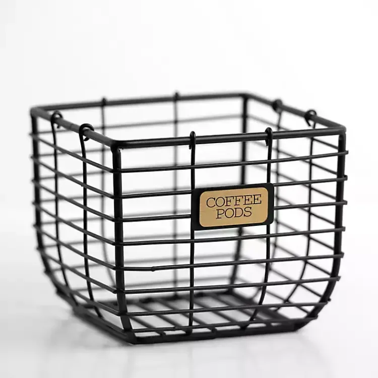 Kirklands Home Metal Coffee Pod Basket Black Clearance