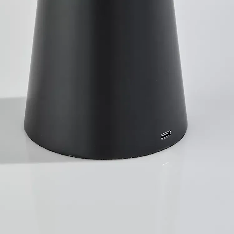 Kirklands Home Metal Cordless Lamp with White Ribbed Shade Black Clearance