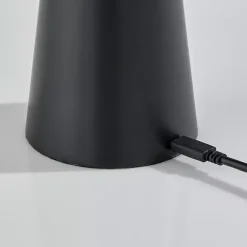 Kirklands Home Metal Cordless Lamp with White Ribbed Shade Black Clearance