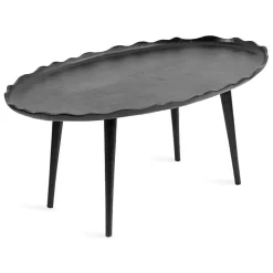 Kirklands Home Metal Deckled Edge Oval Coffee Table Black New