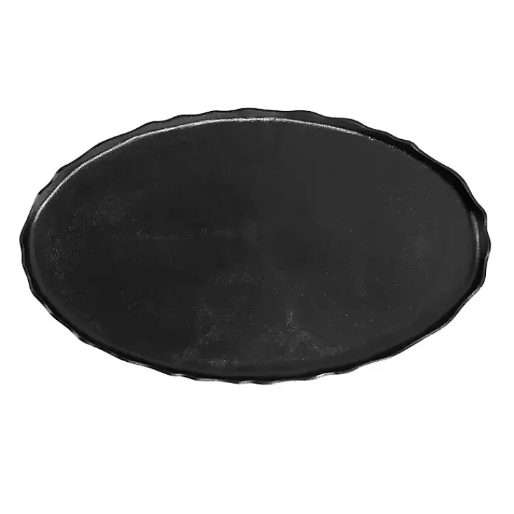 Kirklands Home Metal Deckled Edge Oval Coffee Table Black New