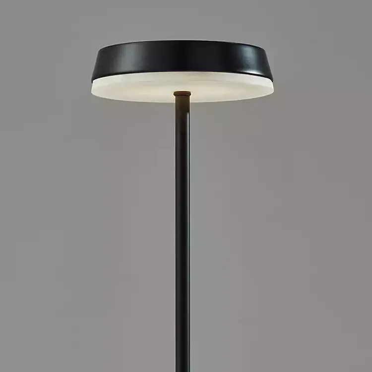 Kirklands Home Metal Disc Frosted Light Cordless Table Lamp Black New