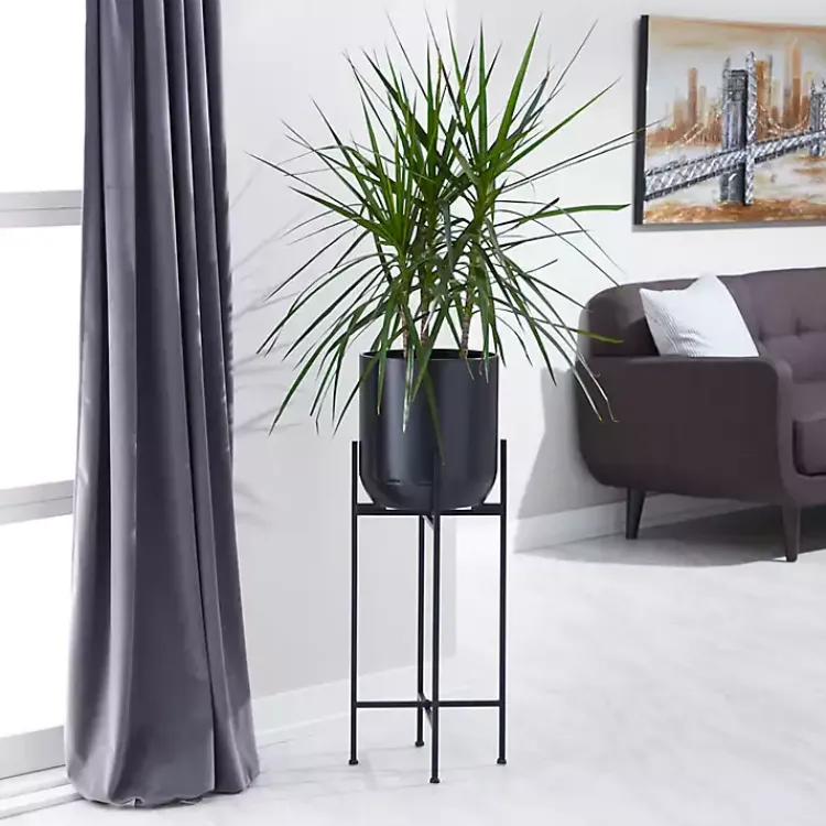 Kirklands Home Metal Dome Planter with Stand, 36 in. Black New