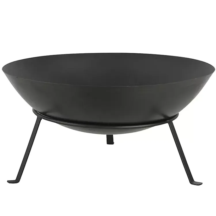 Kirklands Home Metal Fire Bowl with Tapered Legs Black New