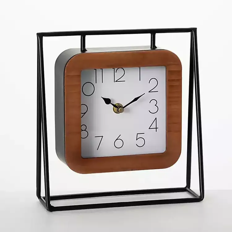 Decorative Accents>Kirklands Home Black Metal Floating Frame Tabletop Clock