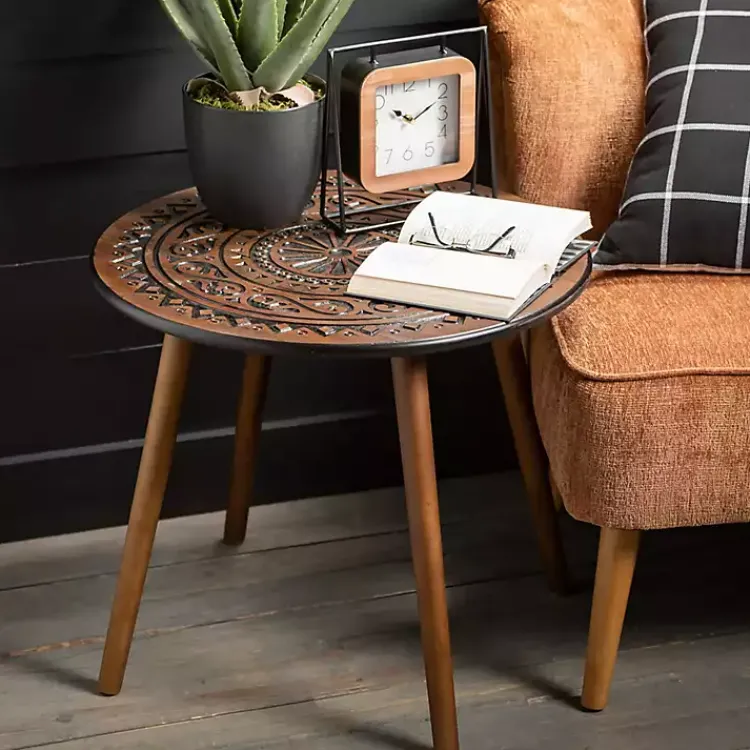 Decorative Accents>Kirklands Home Black Metal Floating Frame Tabletop Clock