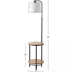 Kirklands Home Black Metal Floor Lamp with Wood Shelves White