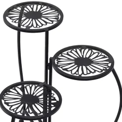 Kirklands Home Metal Floral 3-Tier Plant Stand Black Hot