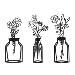 Kirklands Home Metal Floral Vase Wall Plaques, Set of 3 Black Sale