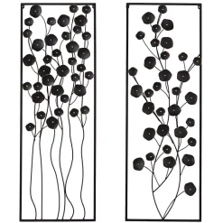 Kirklands Home Metal Floral Wall Plaques, Set of 2 Black Hot