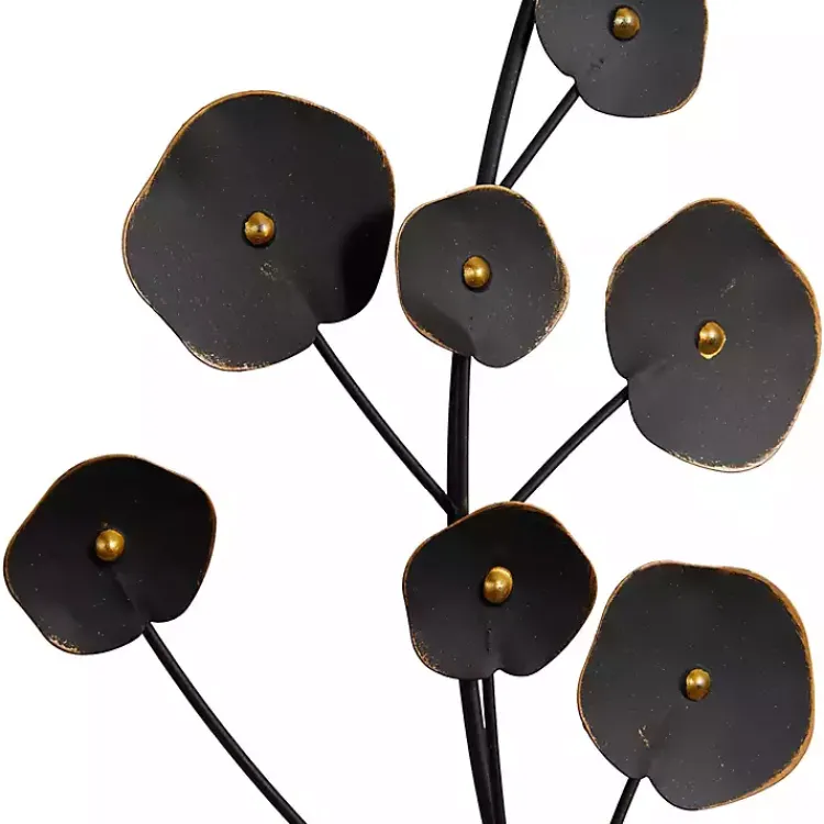 Kirklands Home Metal Floral Wall Plaques, Set of 2 Black Hot