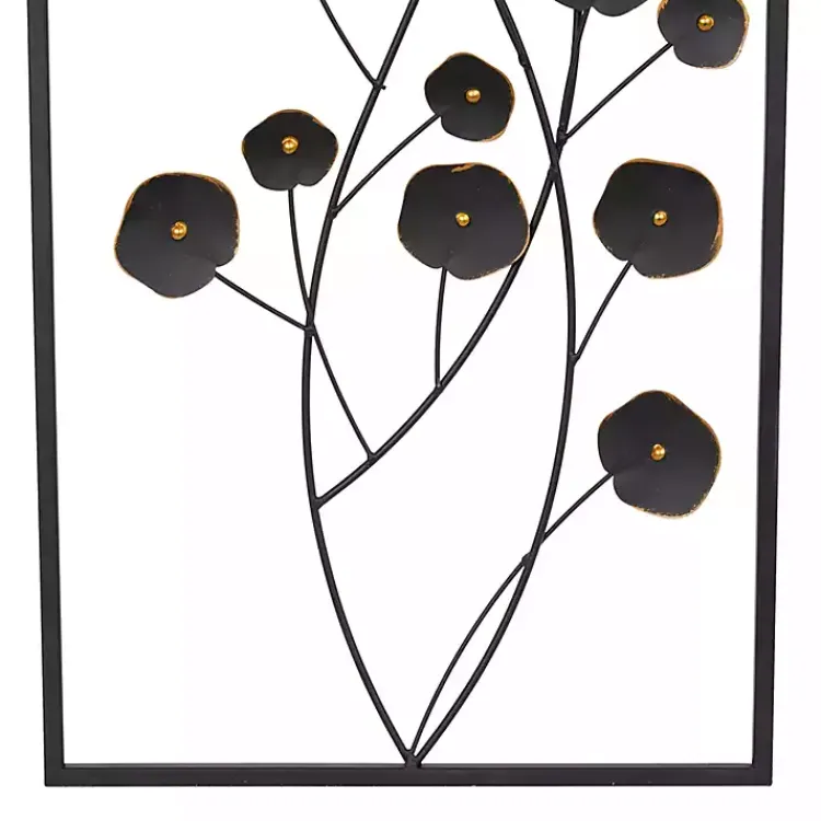 Kirklands Home Metal Floral Wall Plaques, Set of 2 Black Hot