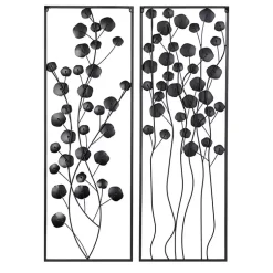 Kirklands Home Metal Floral Wall Plaques, Set of 2 Black Hot
