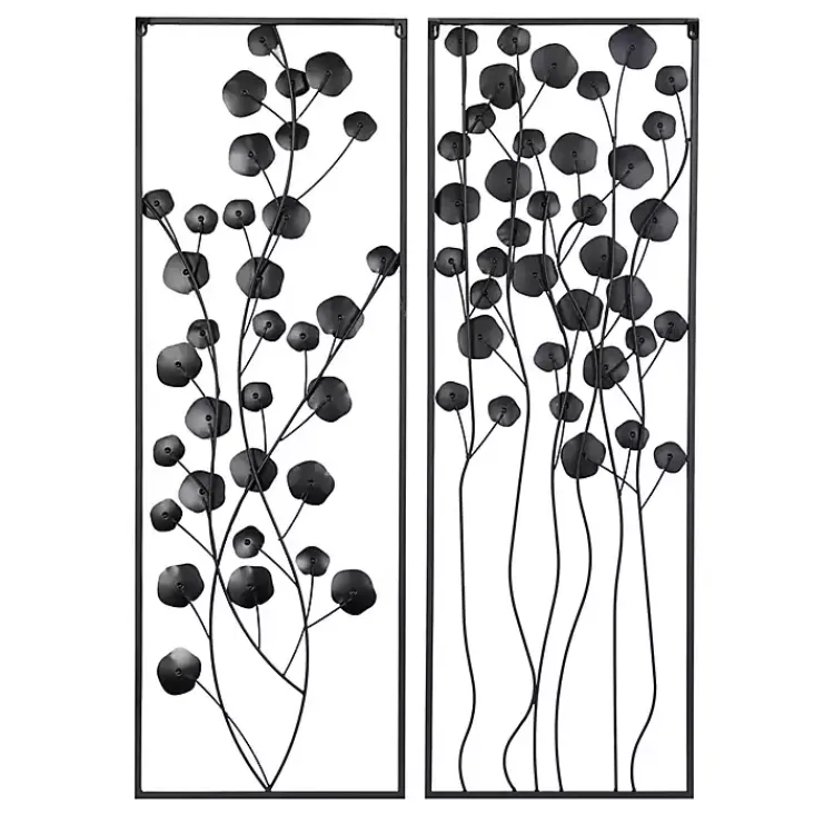 Kirklands Home Metal Floral Wall Plaques, Set of 2 Black Hot