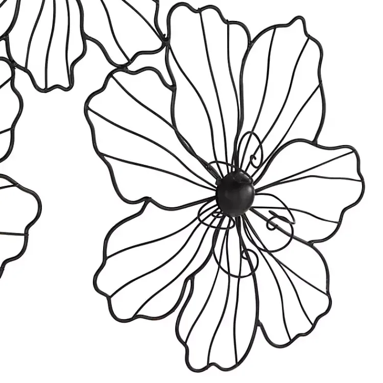Kirklands Home Metal Floral Wire Wall Plaque Black Clearance