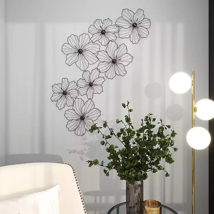 Kirklands Home Metal Floral Wire Wall Plaque Black Clearance
