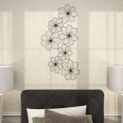 Kirklands Home Metal Floral Wire Wall Plaque Black Clearance