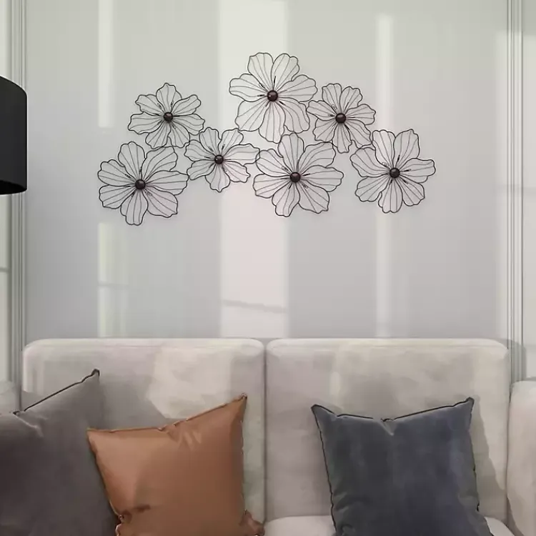 Kirklands Home Metal Floral Wire Wall Plaque Black Clearance