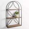 Kirklands Home Black Metal Flower Frame 3-Tier Wall Shelf Hot