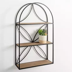 Kirklands Home Black Metal Flower Frame 3-Tier Wall Shelf Hot