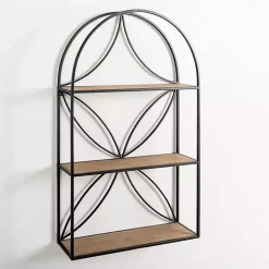 Kirklands Home Black Metal Flower Frame 3-Tier Wall Shelf Hot