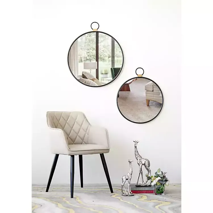 Kirklands Home Black Metal Frame Round Loop Wall Mirror Hot