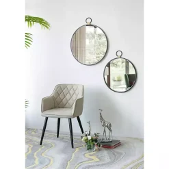 Kirklands Home Black Metal Frame Round Loop Wall Mirror Hot