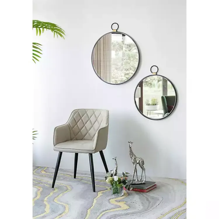 Kirklands Home Black Metal Frame Round Loop Wall Mirror Hot