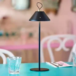 Kirklands Home Metal Frosted Light Cordless Table Lamp Black Outlet