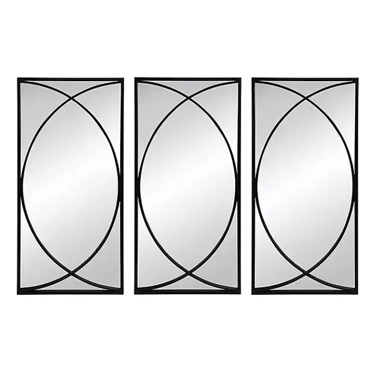 Kirklands Home Black Metal Geometric Wall Mirrors, Set of 3 Outlet