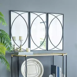 Kirklands Home Black Metal Geometric Wall Mirrors, Set of 3 Outlet