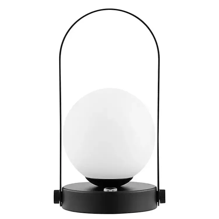 Kirklands Home Black Metal Glass Globe Cordless Table Lamp White