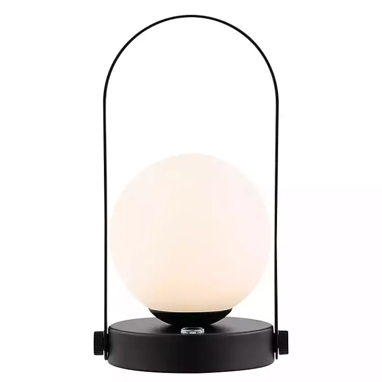 Kirklands Home Black Metal Glass Globe Cordless Table Lamp White