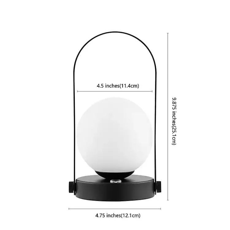 Kirklands Home Black Metal Glass Globe Cordless Table Lamp White