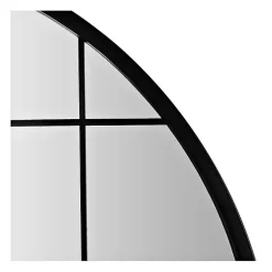 Kirklands Home Black Metal Grid Frame Round Wall Mirror