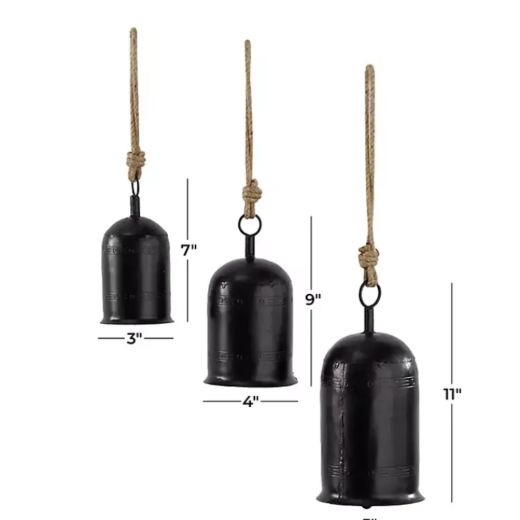 Decorative Accents>Kirklands Home Metal Hanging Bells, Set of 3 Black