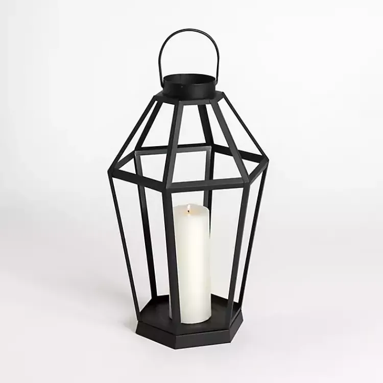 Lanterns>Kirklands Home Metal Hexagon Lantern, 18 in. Black