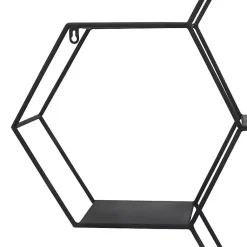 Kirklands Home Black Metal Hexagon Wall Shelf New