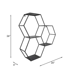 Kirklands Home Black Metal Hexagon Wall Shelf New