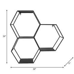 Kirklands Home Black Metal Hexagon Wall Shelf New