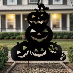 Halloween>Kirklands Home Metal Jack O Lantern Halloween Yard Stake Black