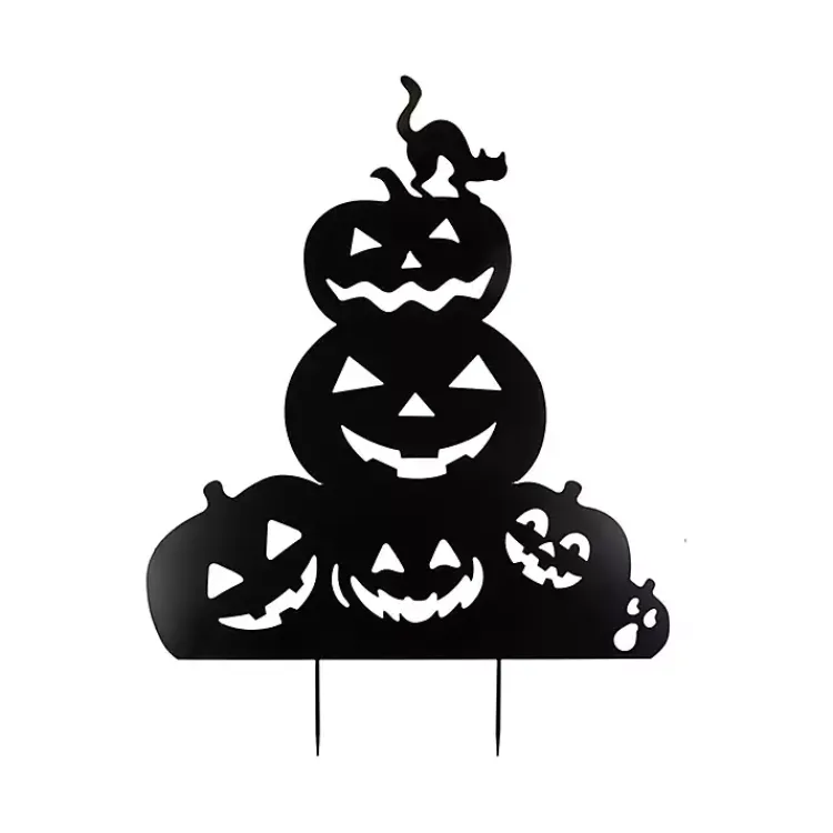 Halloween>Kirklands Home Metal Jack O Lantern Halloween Yard Stake Black