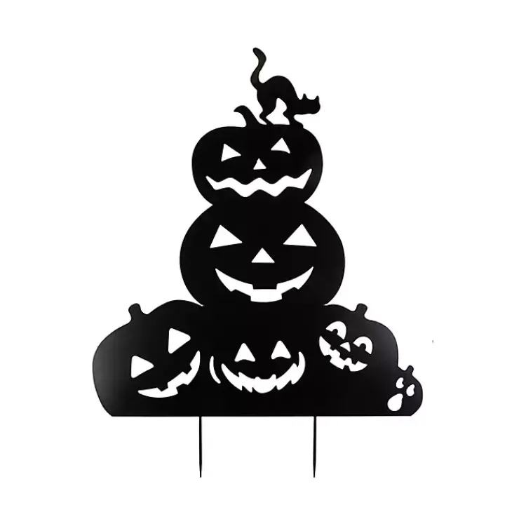 Halloween>Kirklands Home Metal Jack O Lantern Halloween Yard Stake Black