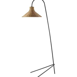 Kirklands Home Black Metal Jeri Floor Lamp with Rat Shade Tan Online