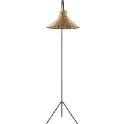 Kirklands Home Black Metal Jeri Floor Lamp with Rat Shade Tan Online