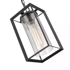 Kirklands Home Metal Lantern Pendant Light Black New