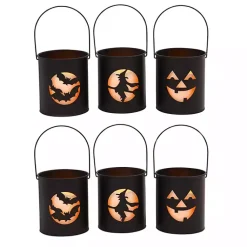 Lanterns>Kirklands Home Metal LED Halloween Lanterns, Set of 6 Black
